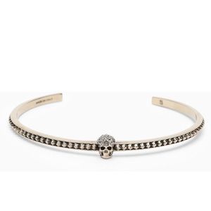Alexander McQueen Rigid gold Skull bracelet with crystals brand new